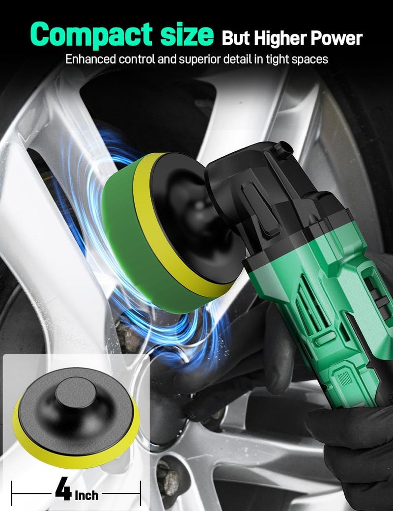 KIMO 20V Cordless Car Buffer Polisher Kit, 24Pcs Polishing Kit, 6 Speeds to 6000RPM / 2000mAh Batteries Cordless Polishers, Buffer Polisher for Car Detailing, Scratch Removing, Boat Sanding & Waxing - Image 5